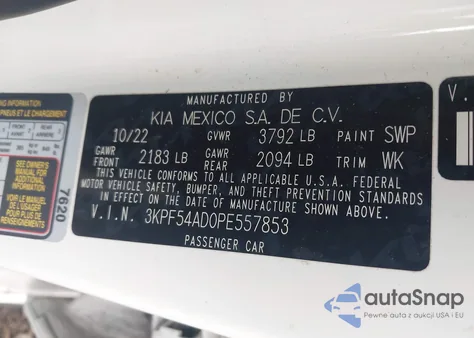 2023 Kia Forte Gt-Line from USA, damaged, VIN 3KPF54AD0PE557853